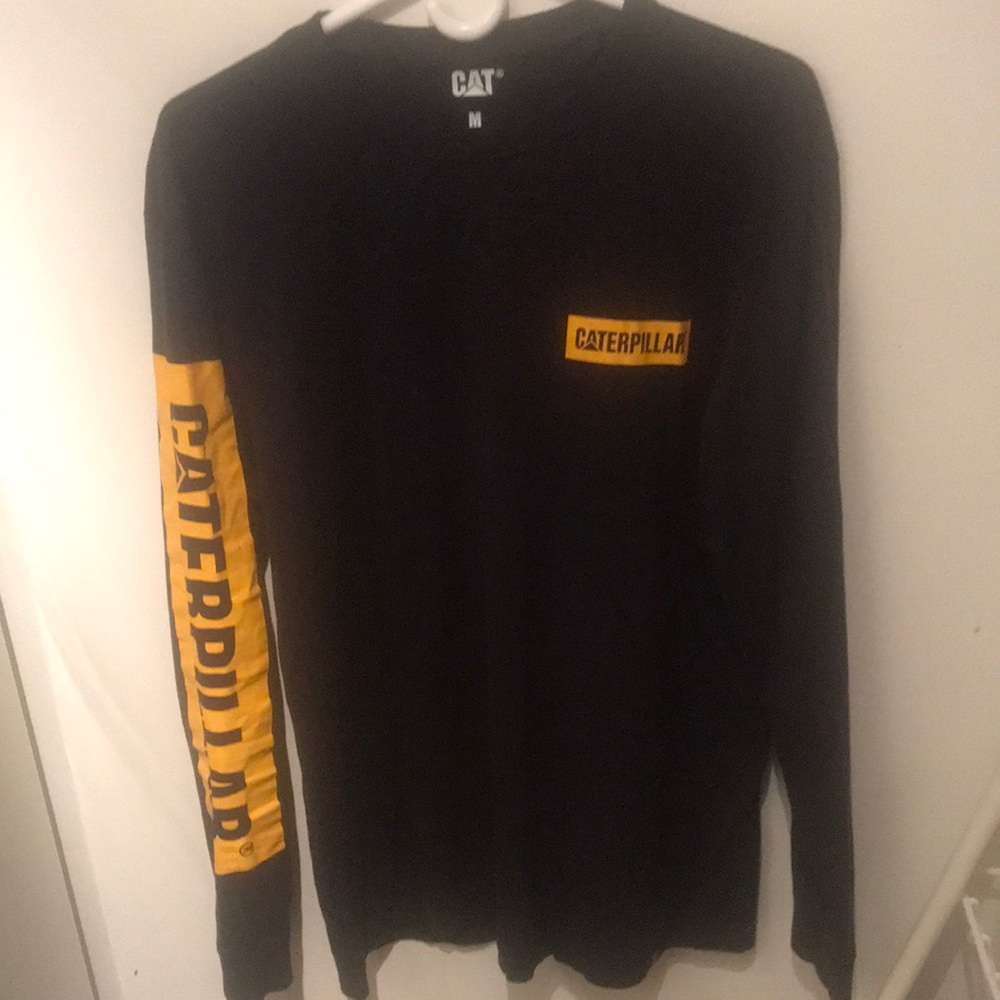 Like New Boss Caterpillar Black and Yellow 100% Cotton Long Sleeve Shirt SZ M